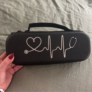 Black stethoscope case with pockets